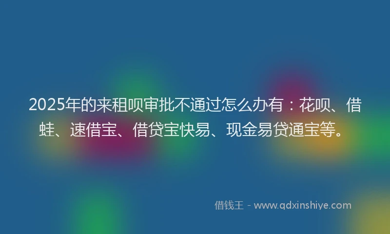 2025年的来租呗审批不通过怎么办有：花呗、借蛙、速借宝、借贷宝快易、现金易贷通宝等。