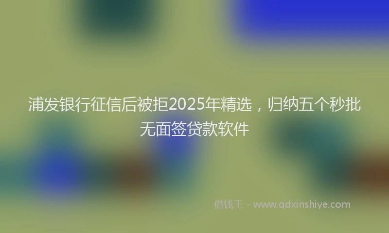 浦发银行征信后被拒2025年精选，归纳五个秒批无面签贷款软件