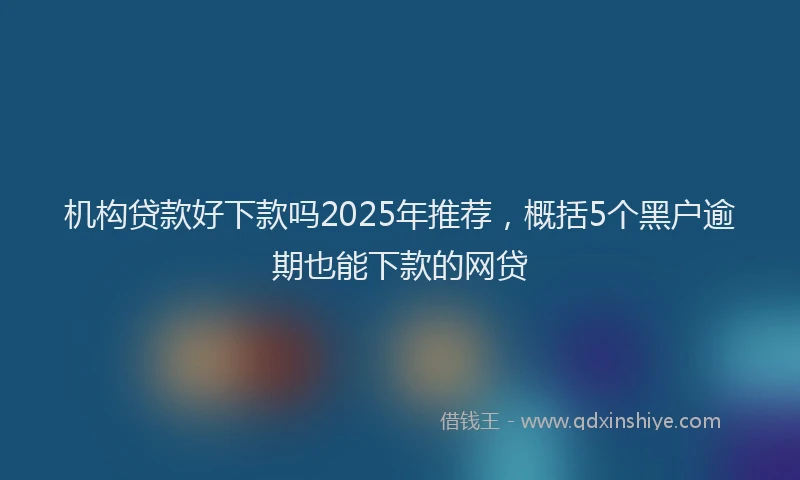 机构贷款好下款吗2025年推荐，概括5个黑户逾期也能下款的网贷