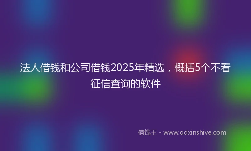 法人借钱和公司借钱2025年精选，概括5个不看征信查询的软件
