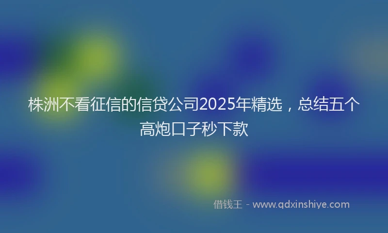 株洲不看征信的信贷公司2025年精选，总结五个高炮口子秒下款