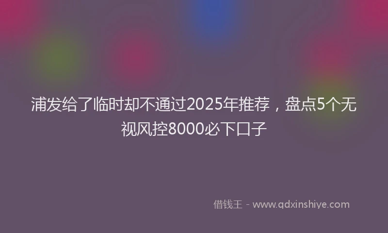 浦发给了临时却不通过2025年推荐，盘点5个无视风控8000必下口子