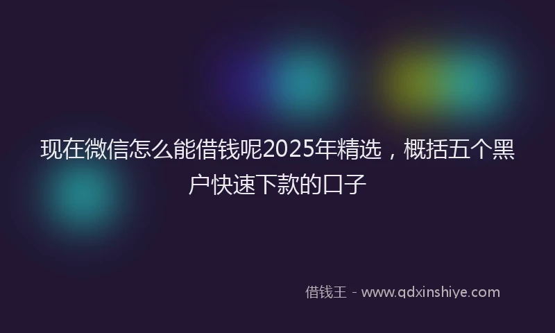 现在微信怎么能借钱呢2025年精选，概括五个黑户快速下款的口子