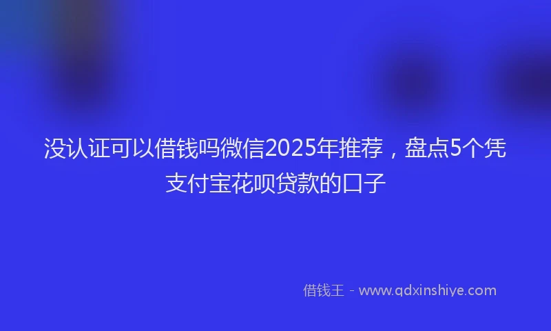 没认证可以借钱吗微信2025年推荐，盘点5个凭支付宝花呗贷款的口子