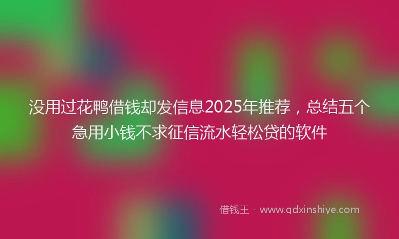 没用过花鸭借钱却发信息2025年推荐，总结五个急用小钱不求征信流水轻松贷的软件