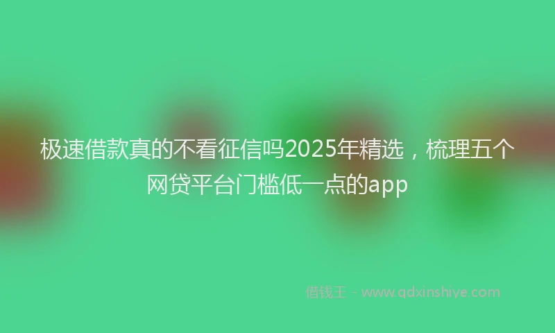 极速借款真的不看征信吗2025年精选，梳理五个网贷平台门槛低一点的app
