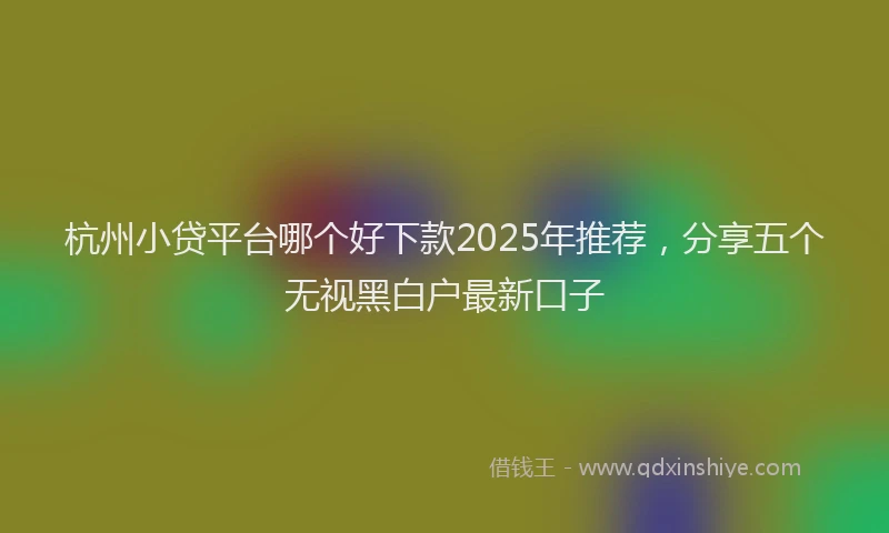 杭州小贷平台哪个好下款2025年推荐，分享五个无视黑白户最新口子