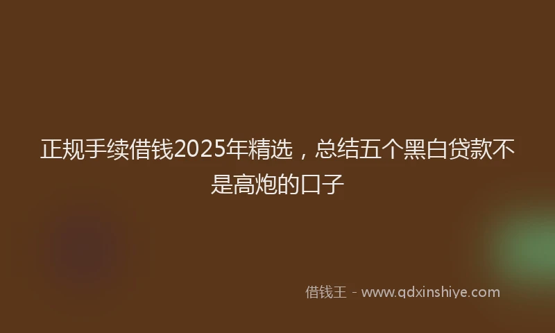 正规手续借钱2025年精选，总结五个黑白贷款不是高炮的口子