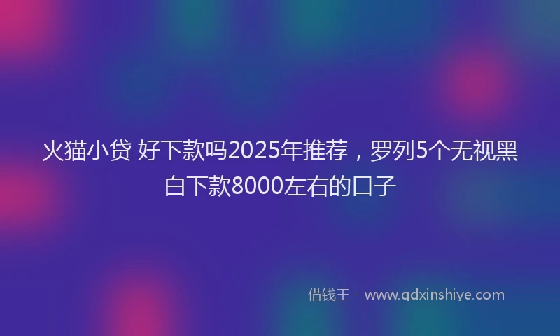 火猫小贷 好下款吗2025年推荐，罗列5个无视黑白下款8000左右的口子