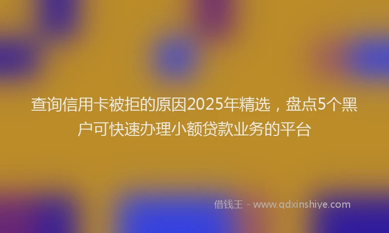 查询信用卡被拒的原因2025年精选，盘点5个黑户可快速办理小额贷款业务的平台
