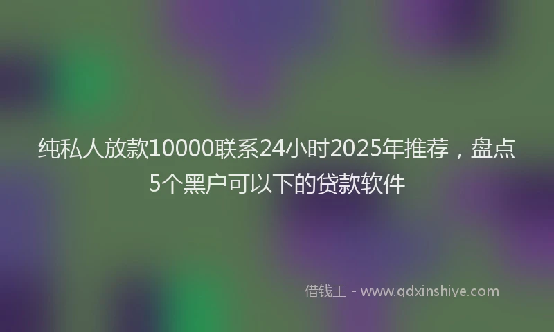 纯私人放款10000联系24小时2025年推荐，盘点5个黑户可以下的贷款软件