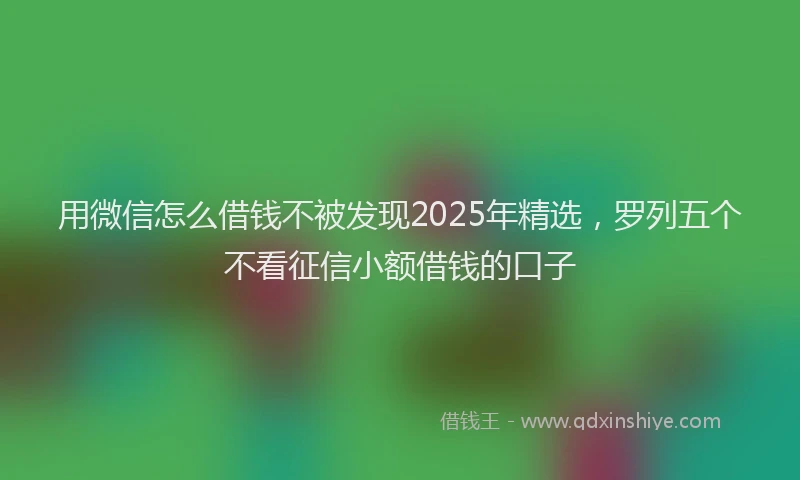 用微信怎么借钱不被发现2025年精选，罗列五个不看征信小额借钱的口子