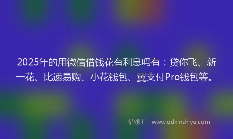 2025年的用微信借钱花有利息吗有：贷你飞、新一花、比速易购、小花钱包、翼支付Pro钱包等。