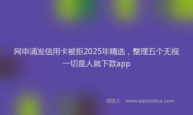 网申浦发信用卡被拒2025年精选，整理五个无视一切是人就下款app