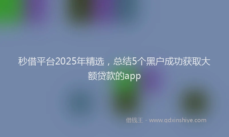 秒借平台2025年精选，总结5个黑户成功获取大额贷款的app