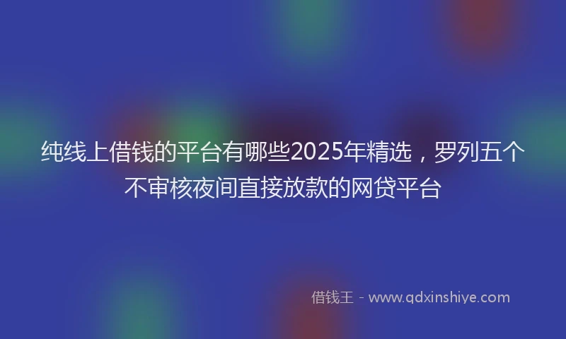 纯线上借钱的平台有哪些2025年精选，罗列五个不审核夜间直接放款的网贷平台