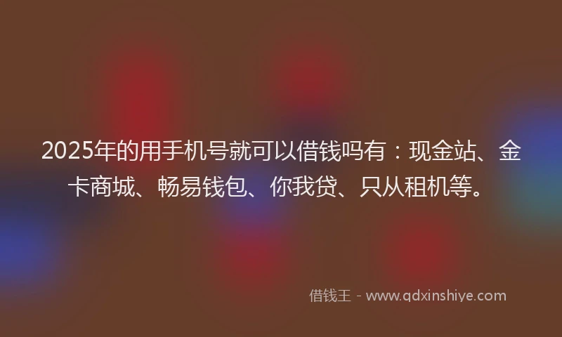2025年的用手机号就可以借钱吗有：现金站、金卡商城、畅易钱包、你我贷、只从租机等。