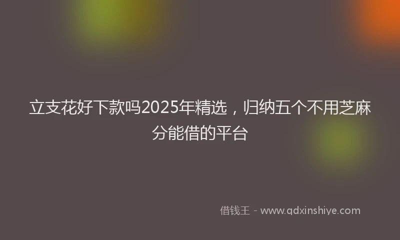 立支花好下款吗2025年精选，归纳五个不用芝麻分能借的平台