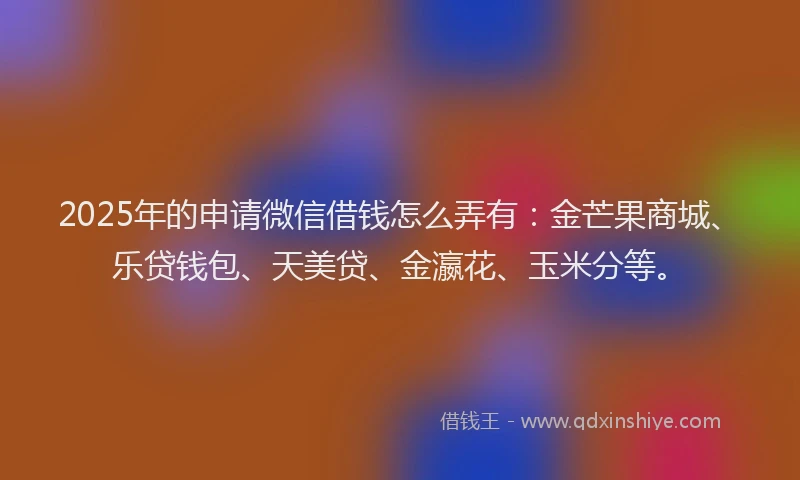 2025年的申请微信借钱怎么弄有：金芒果商城、乐贷钱包、天美贷、金瀛花、玉米分等。
