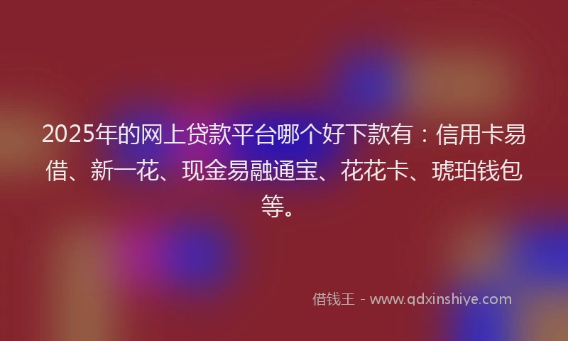 2025年的网上贷款平台哪个好下款有：信用卡易借、新一花、现金易融通宝、花花卡、琥珀钱包等。