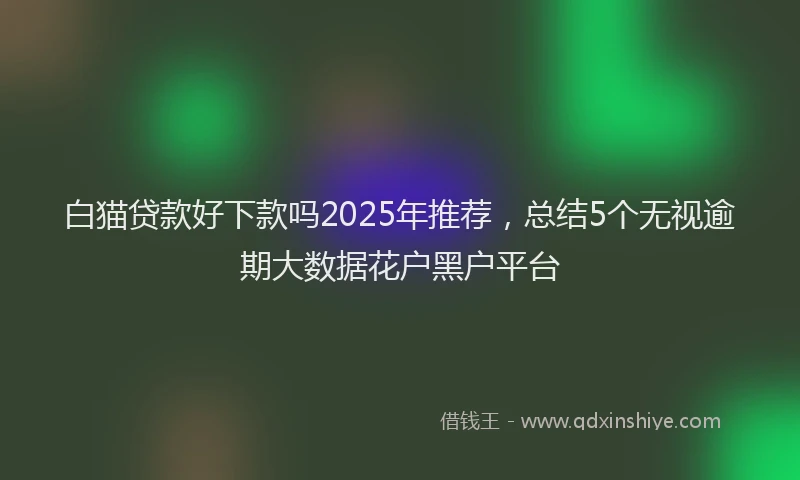 白猫贷款好下款吗2025年推荐，总结5个无视逾期大数据花户黑户平台