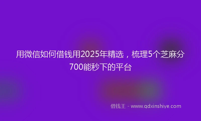 用微信如何借钱用2025年精选，梳理5个芝麻分700能秒下的平台