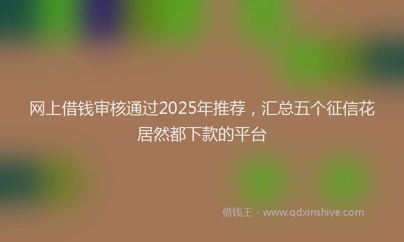 网上借钱审核通过2025年推荐，汇总五个征信花居然都下款的平台