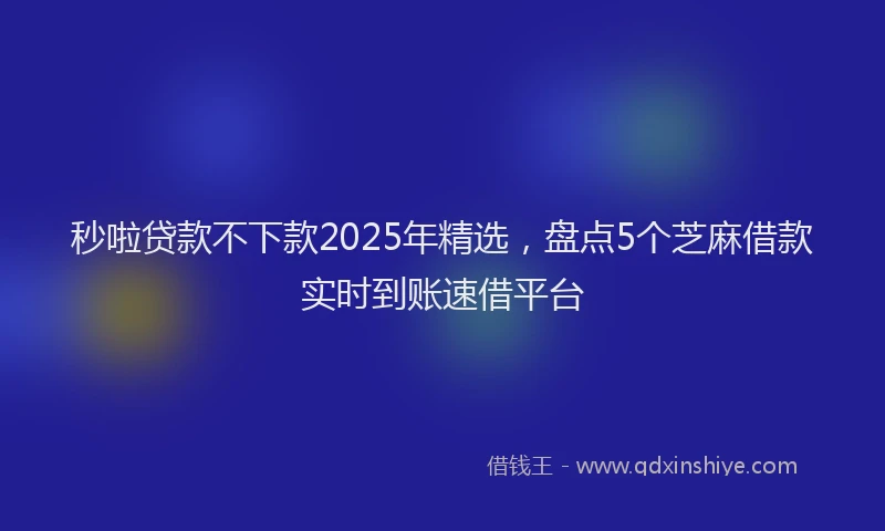 秒啦贷款不下款2025年精选，盘点5个芝麻借款实时到账速借平台
