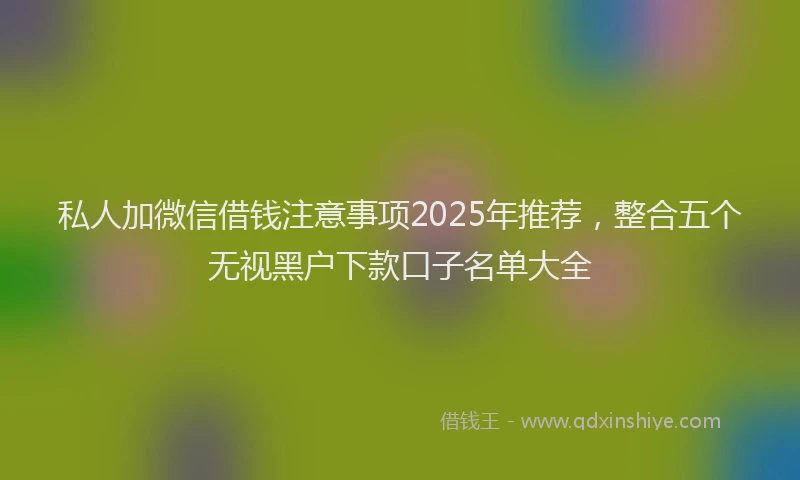 私人加微信借钱注意事项2025年推荐，整合五个无视黑户下款口子名单大全