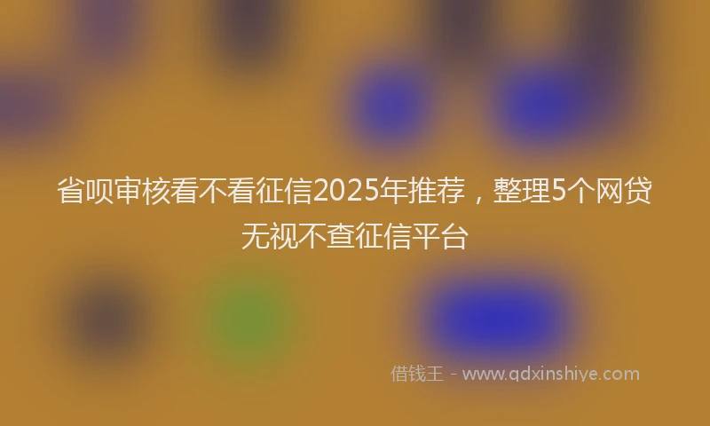 省呗审核看不看征信2025年推荐，整理5个网贷无视不查征信平台