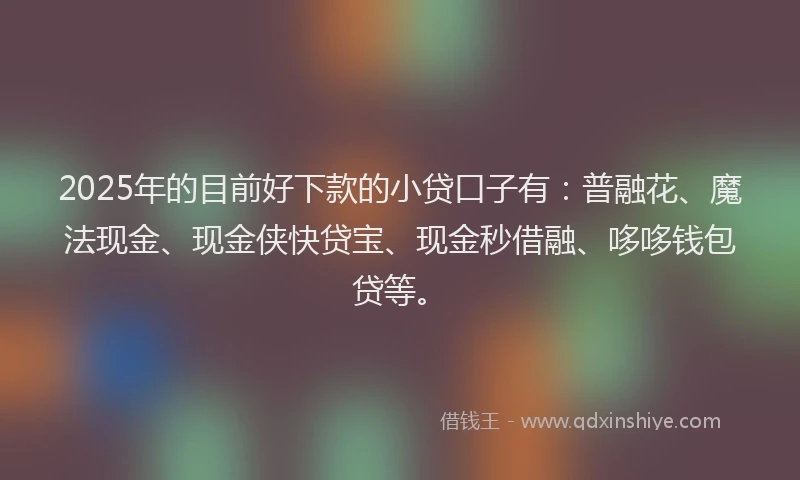 2025年的目前好下款的小贷口子有：普融花、魔法现金、现金侠快贷宝、现金秒借融、哆哆钱包贷等。