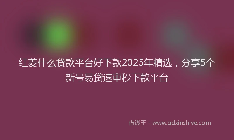 红菱什么贷款平台好下款2025年精选，分享5个新号易贷速审秒下款平台