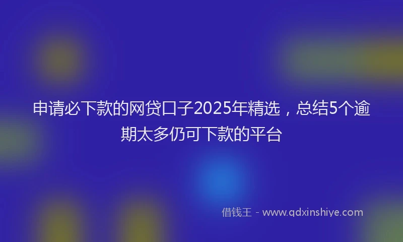 申请必下款的网贷口子2025年精选，总结5个逾期太多仍可下款的平台