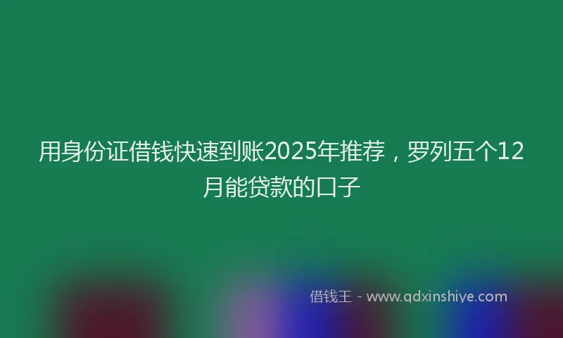 用身份证借钱快速到账2025年推荐，罗列五个12月能贷款的口子
