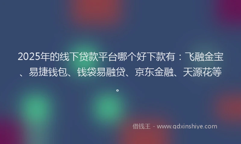 2025年的线下贷款平台哪个好下款有：飞融金宝、易捷钱包、钱袋易融贷、京东金融、天源花等。