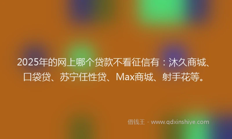 2025年的网上哪个贷款不看征信有：沐久商城、口袋贷、苏宁任性贷、Max商城、射手花等。