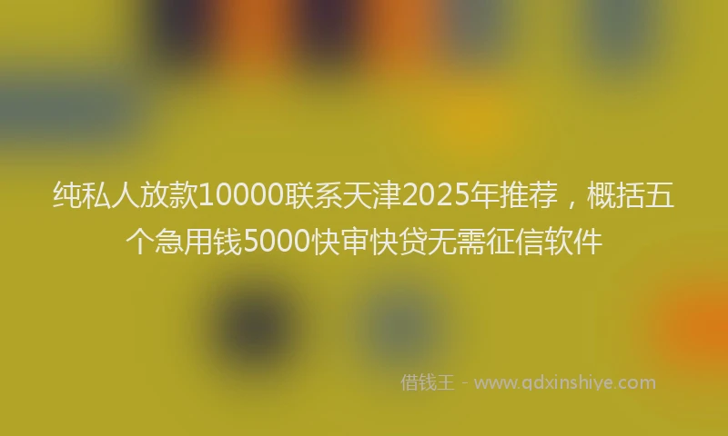 纯私人放款10000联系天津2025年推荐，概括五个急用钱5000快审快贷无需征信软件