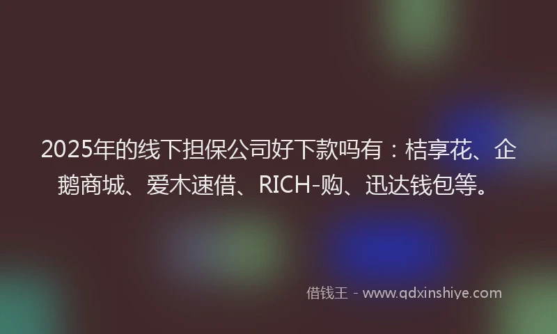 2025年的线下担保公司好下款吗有：桔享花、企鹅商城、爱木速借、RICH-购、迅达钱包等。