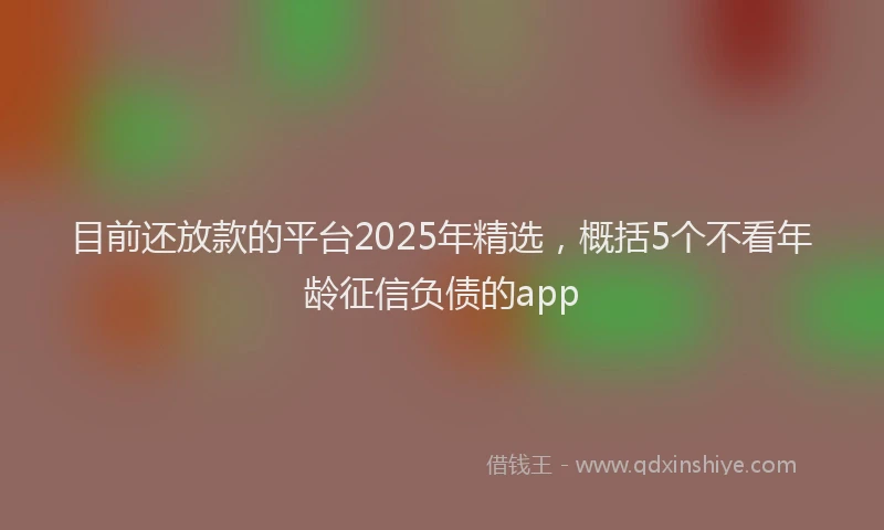 目前还放款的平台2025年精选，概括5个不看年龄征信负债的app