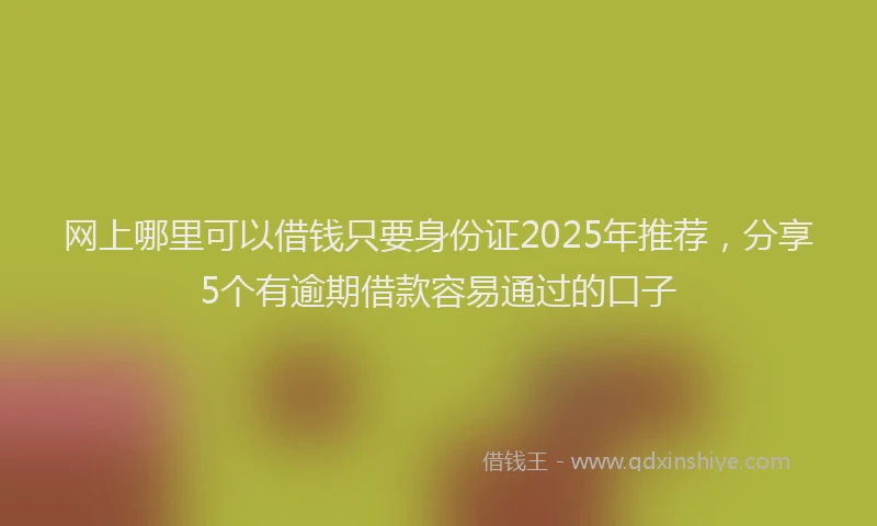 网上哪里可以借钱只要身份证2025年推荐，分享5个有逾期借款容易通过的口子