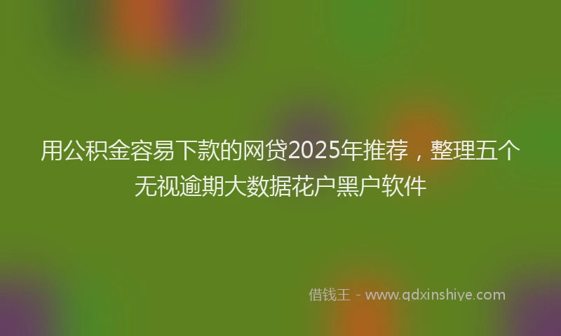 用公积金容易下款的网贷2025年推荐，整理五个无视逾期大数据花户黑户软件