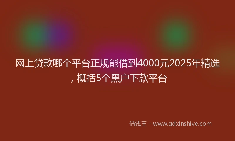 网上贷款哪个平台正规能借到4000元2025年精选，概括5个黑户下款平台