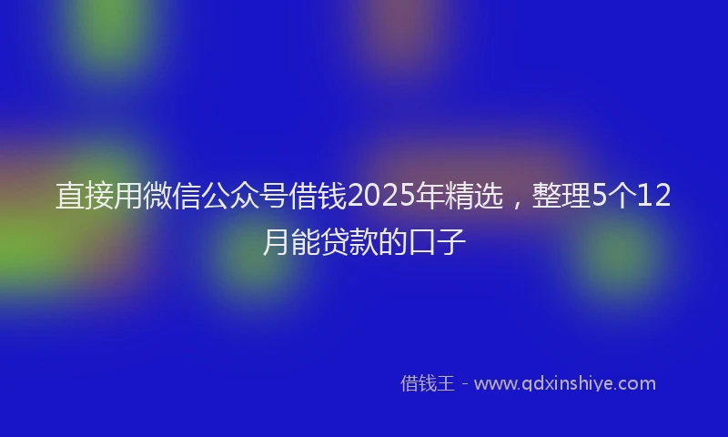直接用微信公众号借钱2025年精选，整理5个12月能贷款的口子