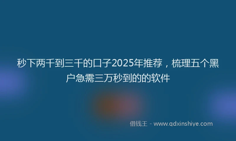 秒下两千到三千的口子2025年推荐，梳理五个黑户急需三万秒到的的软件