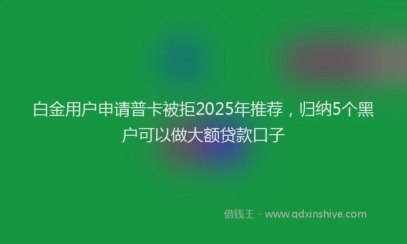 白金用户申请普卡被拒2025年推荐，归纳5个黑户可以做大额贷款口子
