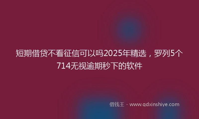 短期借贷不看征信可以吗2025年精选，罗列5个714无视逾期秒下的软件