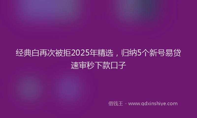 经典白再次被拒2025年精选，归纳5个新号易贷速审秒下款口子
