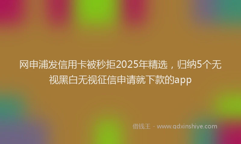网申浦发信用卡被秒拒2025年精选，归纳5个无视黑白无视征信申请就下款的app