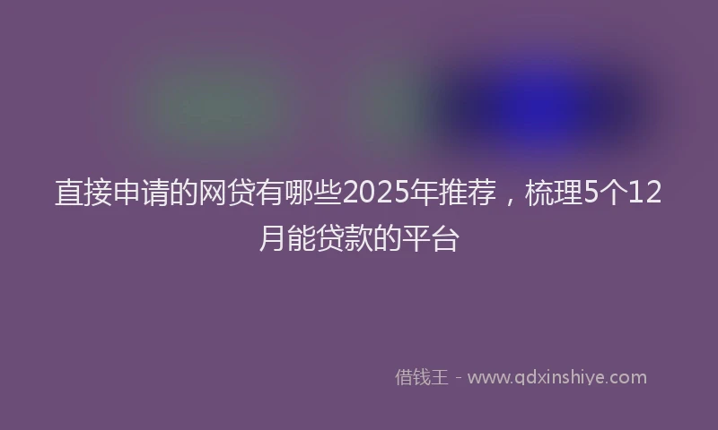 直接申请的网贷有哪些2025年推荐，梳理5个12月能贷款的平台