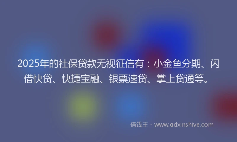 2025年的社保贷款无视征信有：小金鱼分期、闪借快贷、快捷宝融、银票速贷、掌上贷通等。